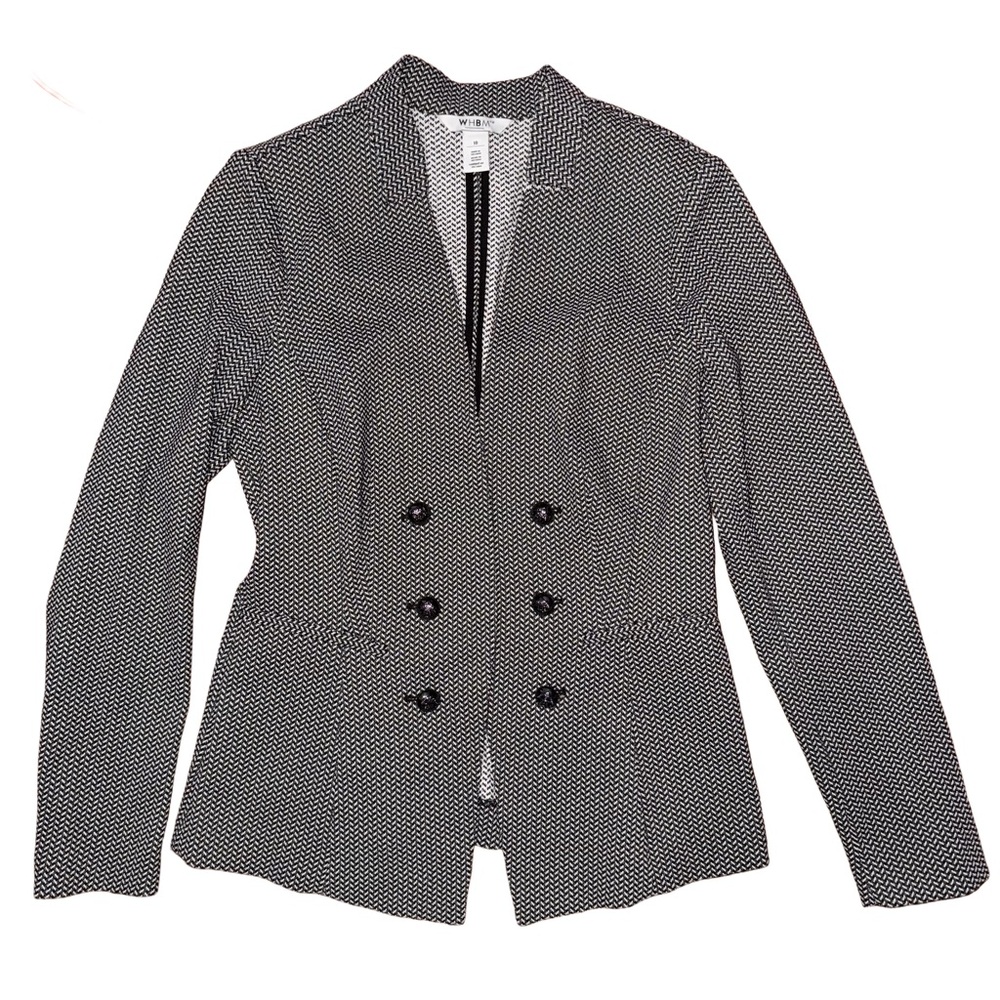 White House Black Market Herringbone‎ Faux Double Breasted Blazer Jacket Career